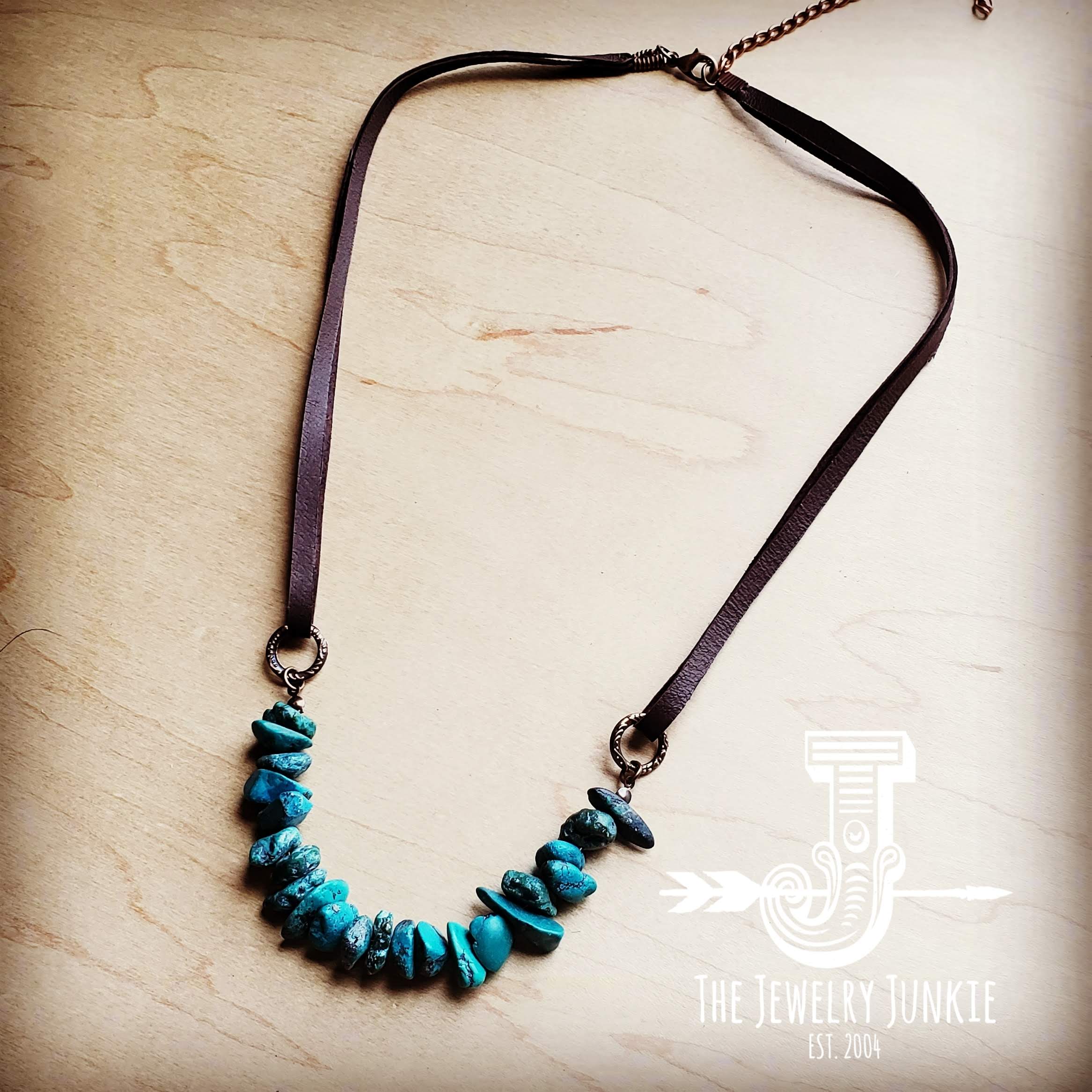 NATURAL TURQUOISE Leather Cord Necklace 250v – The Jewelry Junkie